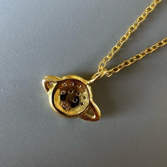 14k Gold Dainty Saturn Necklace - Picture 5 of 10